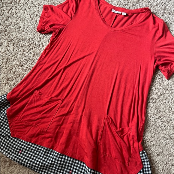 Lori Goldstein Mixed Media Tunic Short Sleeve Top Size Small - Picture 4 of 5